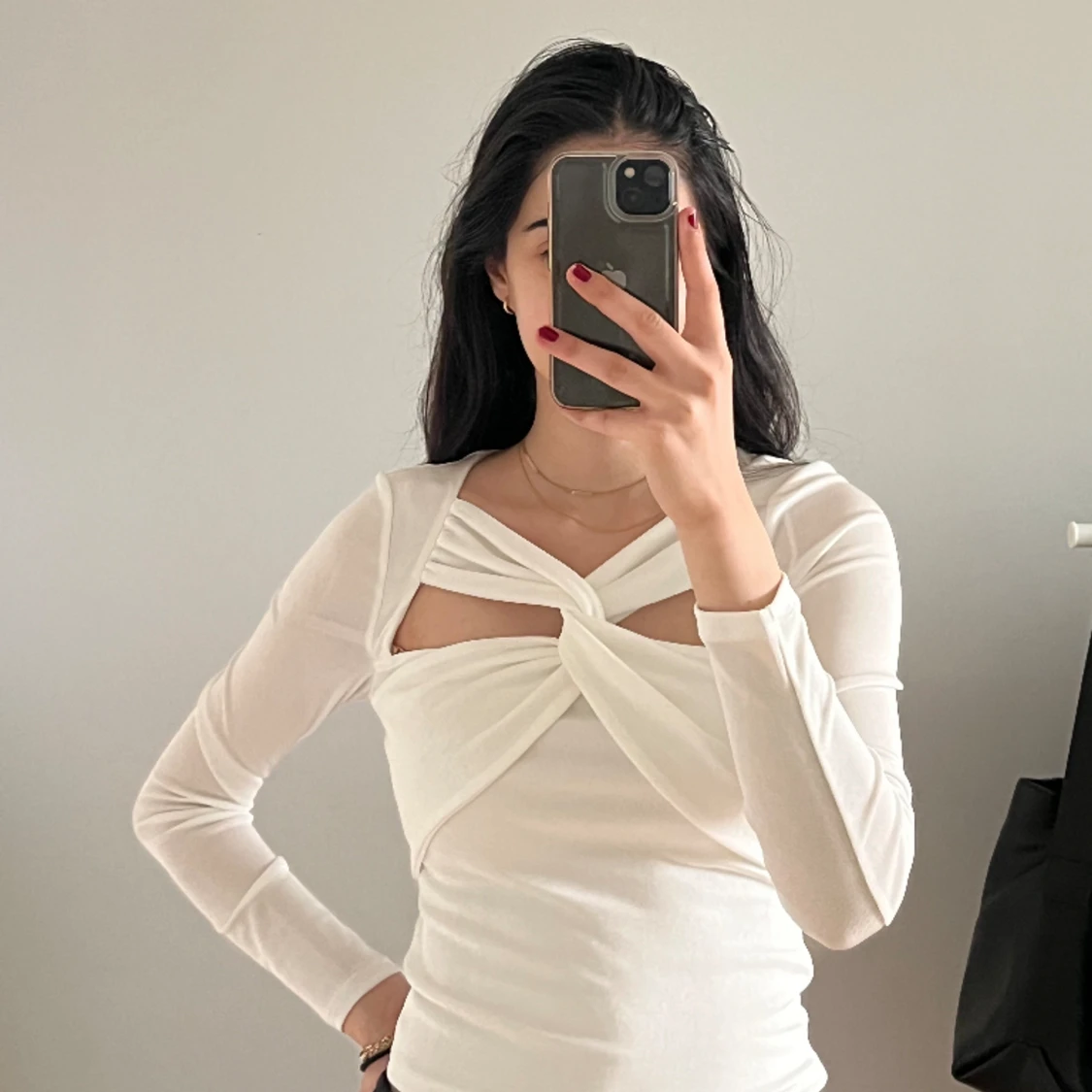 Vit skimmrig topp från BikBok