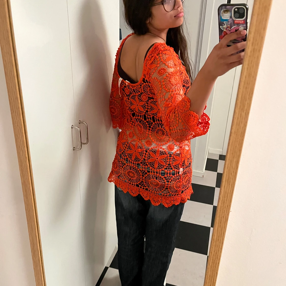 Orange virkad topp - 91