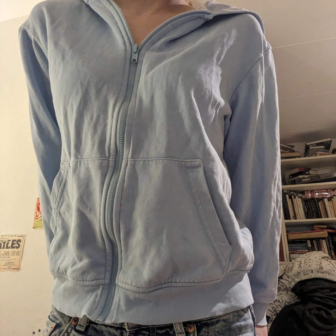 Blå sip up hoodie - 90