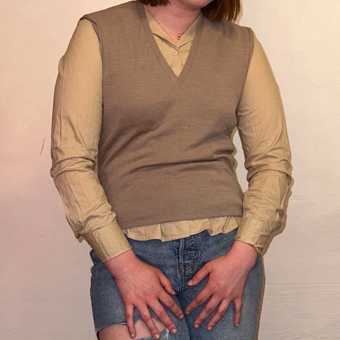 Vintage väst i beige - 90