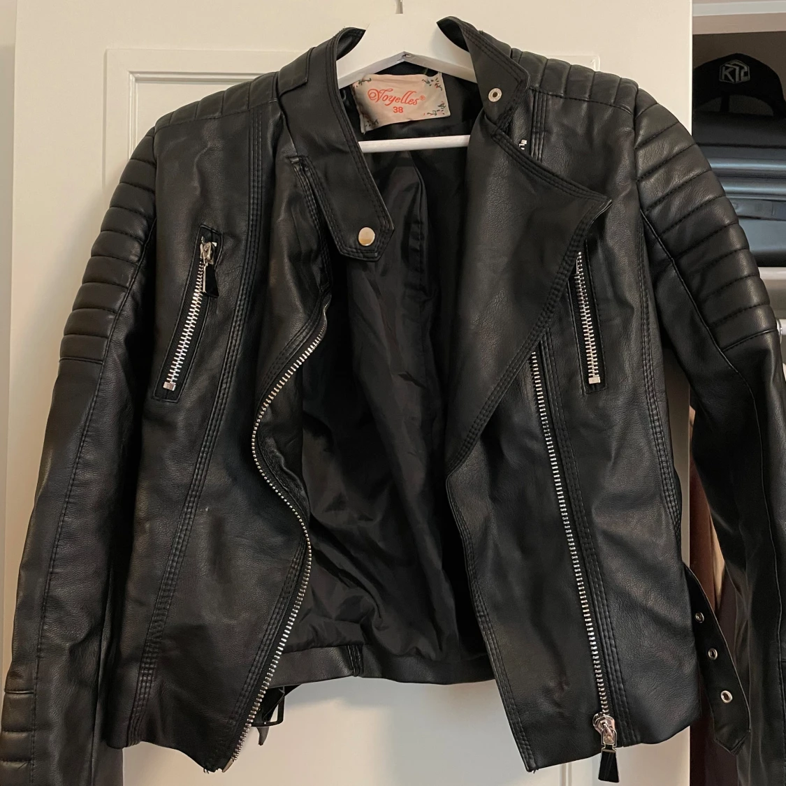 Svart Läder motorcykel jacka 