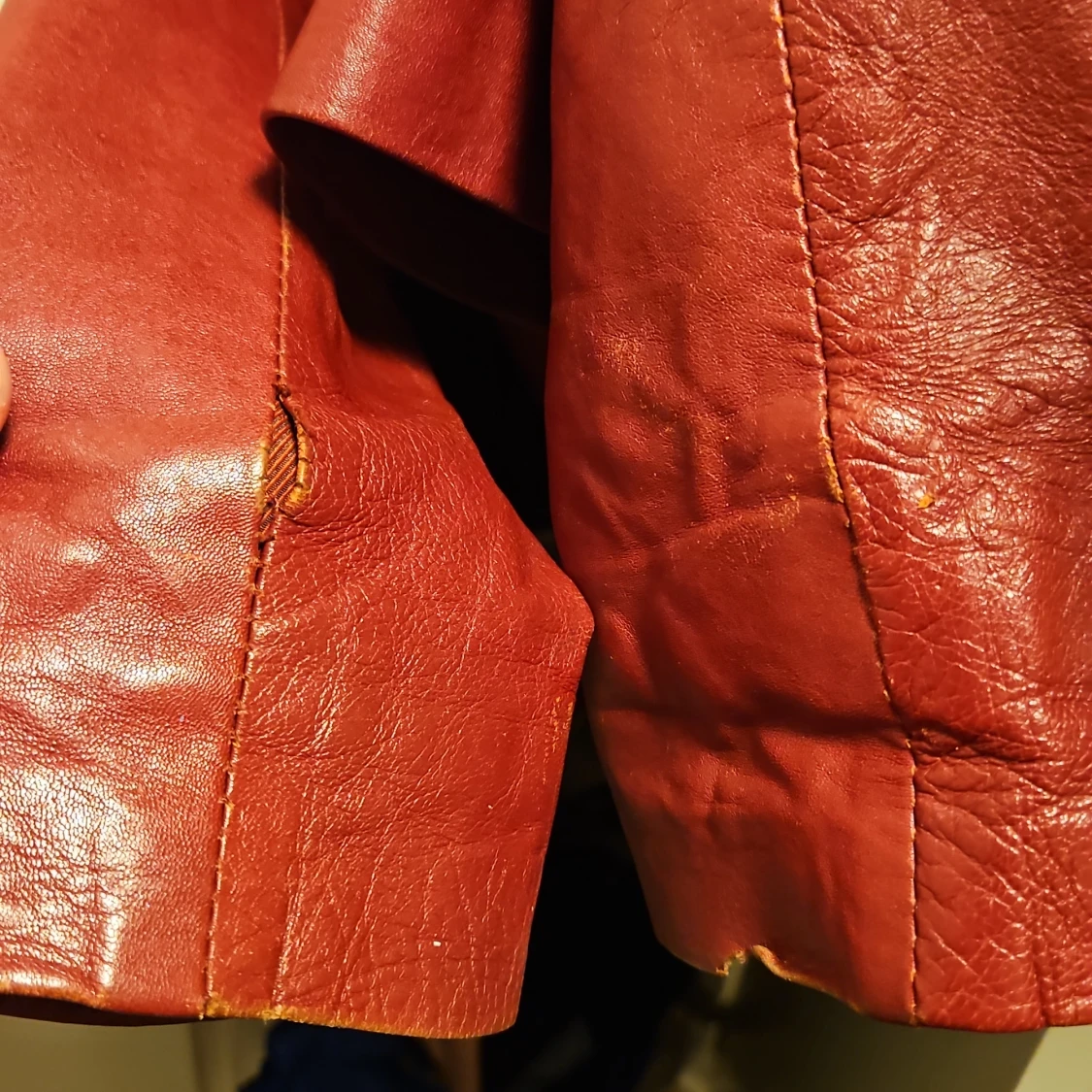Y2k vintage red leatherjacket small waist fit - 93