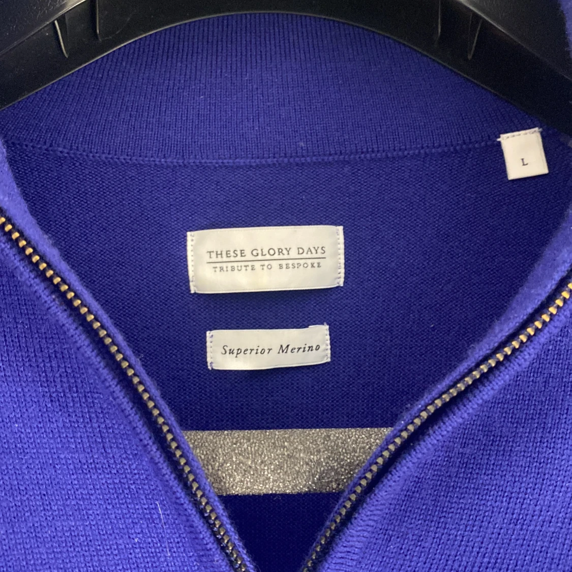 Blå Merino Halfzip  - 90