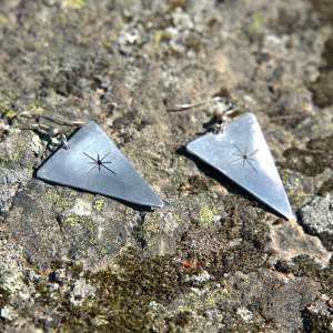  Vintage Silver Earrings Made by Chilean artisans  Cut out star design 