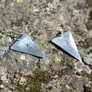 Vintage Chilean Earrings -  Vintage Silver Earrings Made by Chilean artisans  Cut out star design 