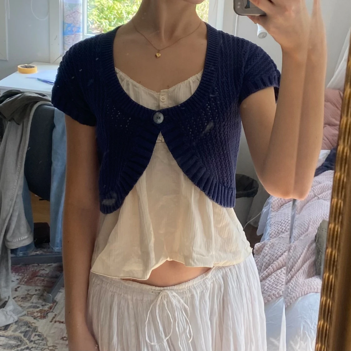 Kortärmad stickad cardigan