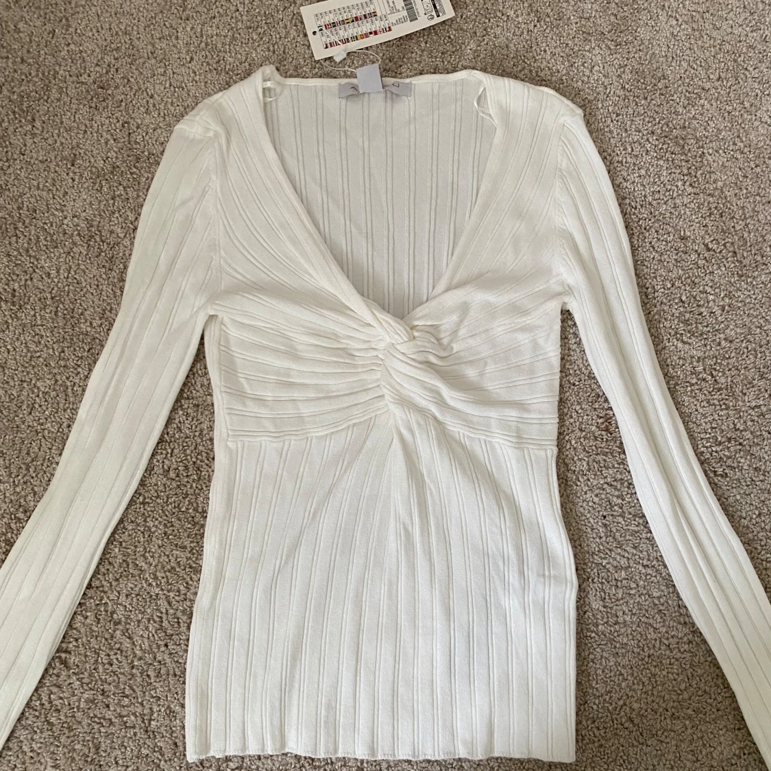 Vit fin urringad tröja  - 92