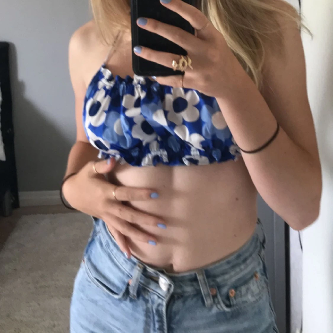 Blå-blommig topp  - 91