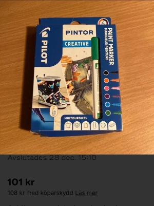 Akrylmarkers i set pilot Pintor  - Säljer  ett set  med en  PILOT Pintor Paint Marker för kreativa. Ny i originalförpackning 6 st kan användas på glas Sten trä papper mm samma typ av penna som poscapenna än 
