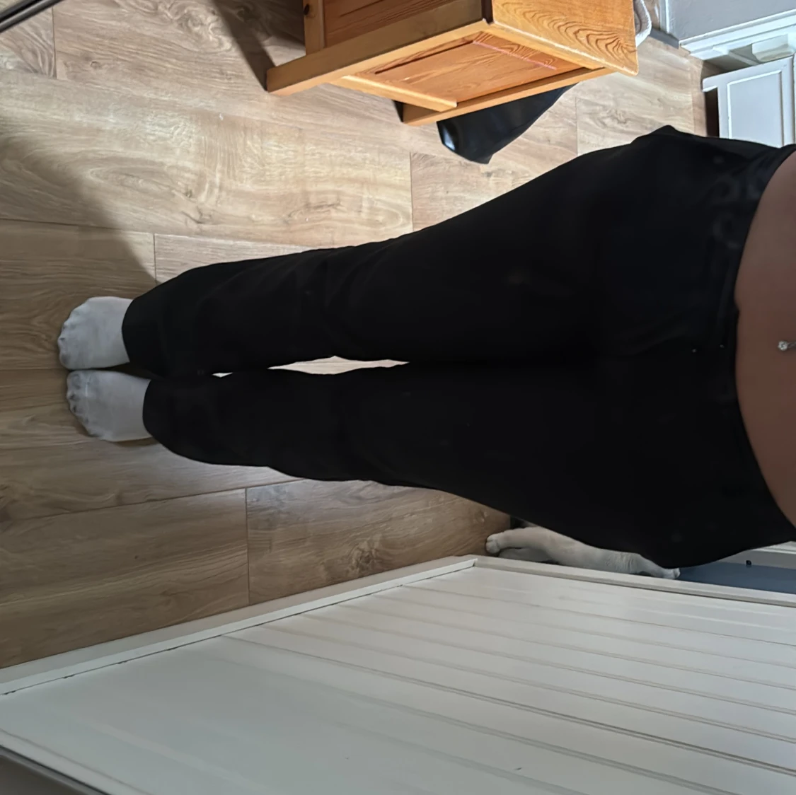 Svarta low waist bootcut kostymbyxor 