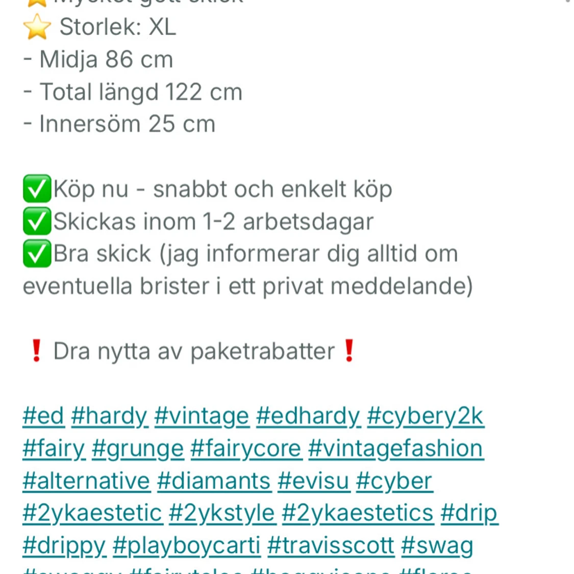 Blåa wide jeans med broderade fickor XL - 3