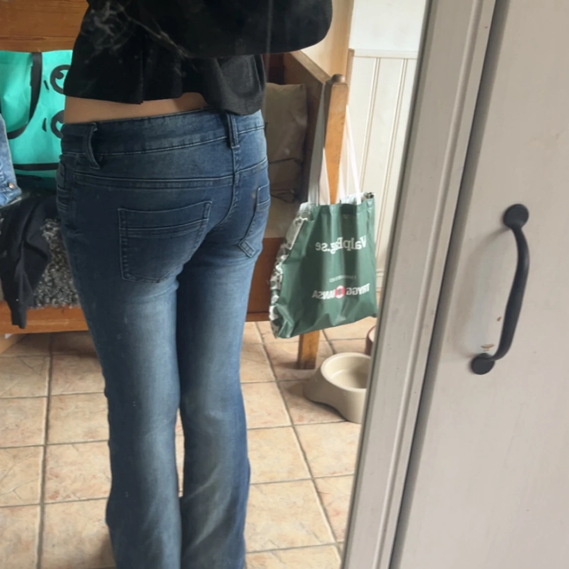 Blå bootcut jeans låg midja - 2