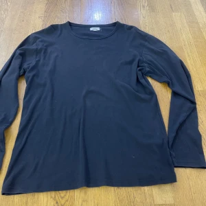 Svart långärmad tröja från KappAhl - En basic svart långärmad tröja från KappAhl i storlek L. Tröjan har rund halsringning och är gjord i mjuk bomull, perfekt för lager-på-lager eller chill vardagsstil.