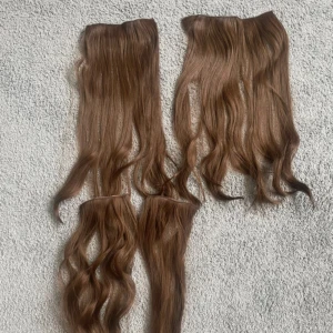Syntetiskt löshår clips  - Endast testad, färg: chokladbrun. 20inch = ungefär 53cm