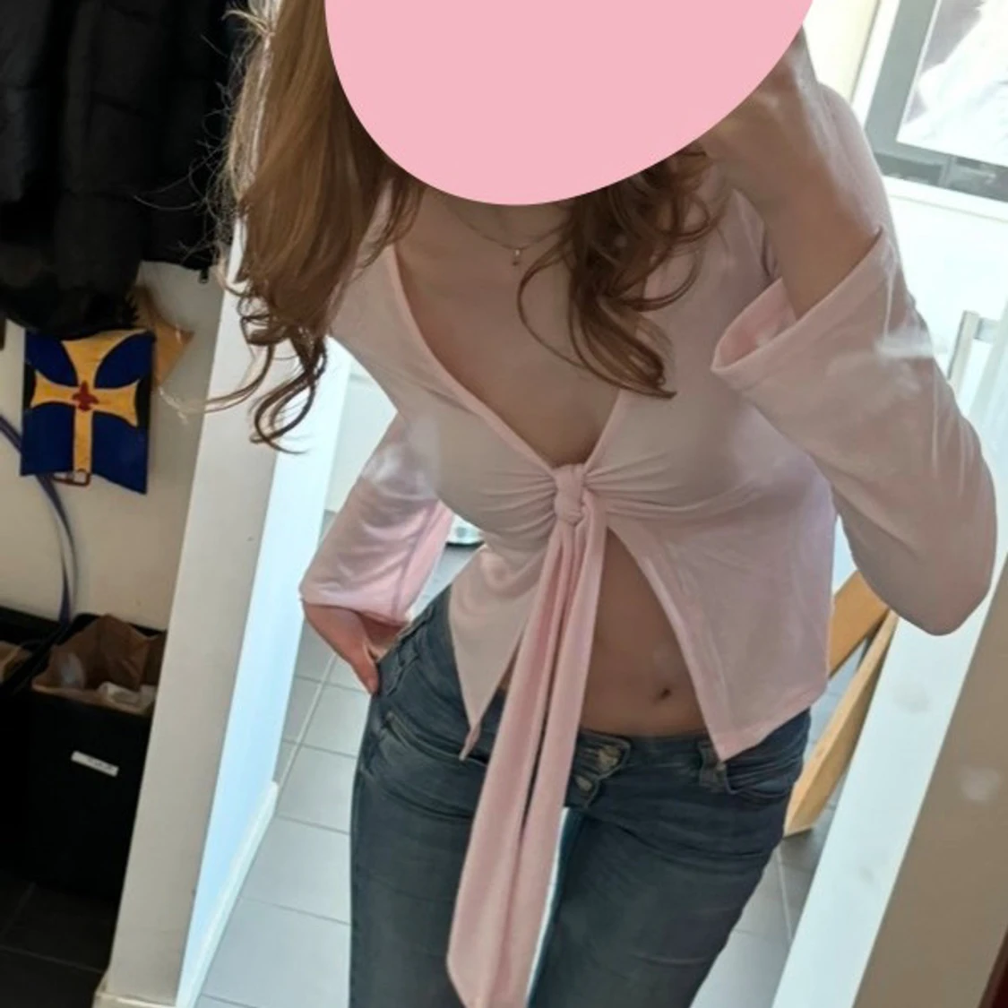 Ljusrosa omlottopp med knyt - 1