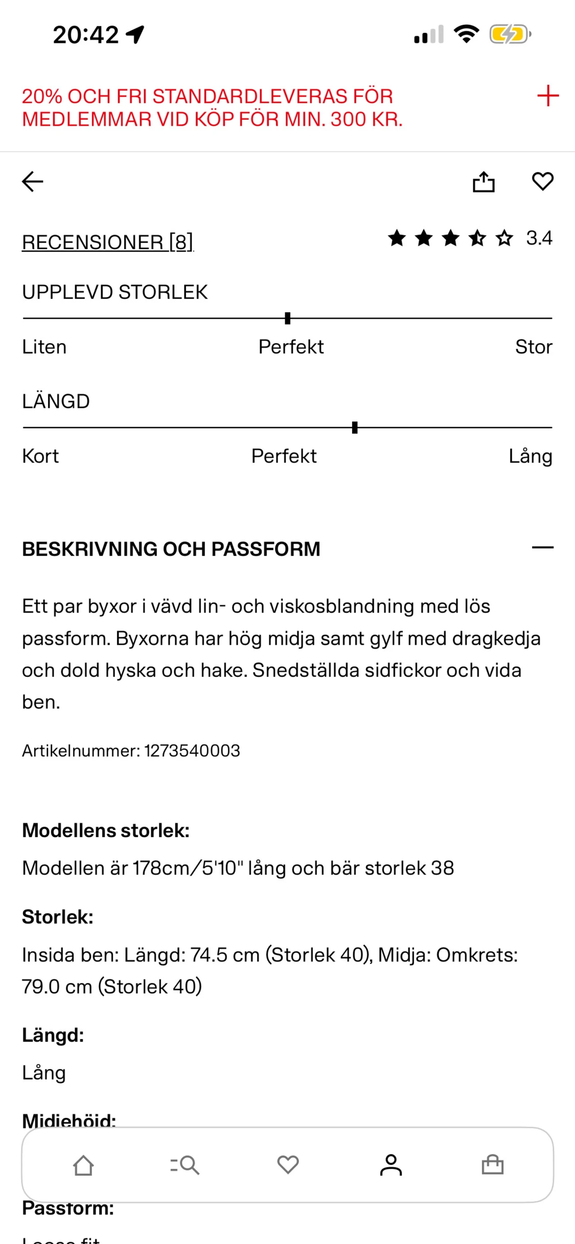 Vita vida linnebyxor med hög midja - 2