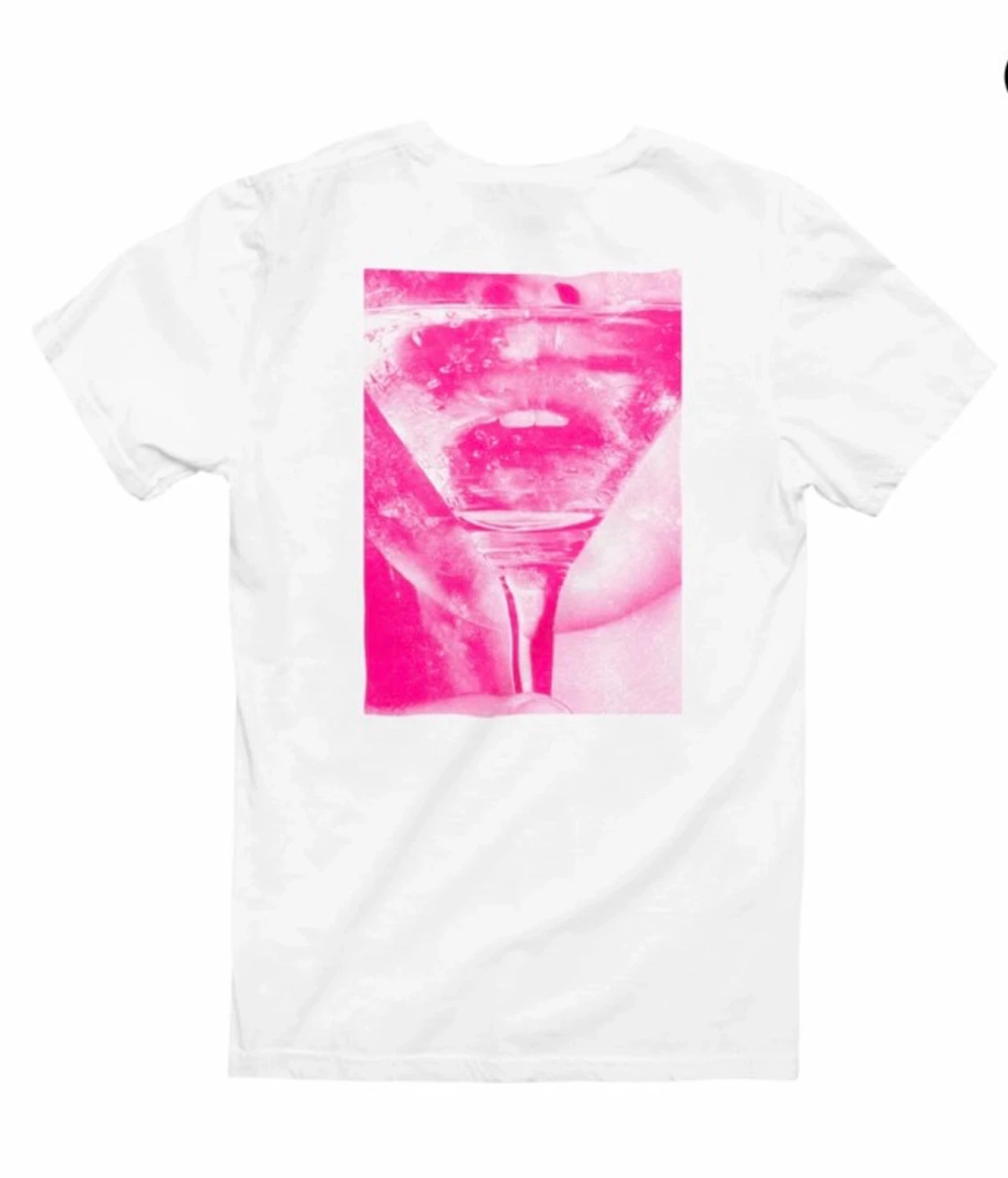 Vit t-shirt med rosa glas-tryck - 2