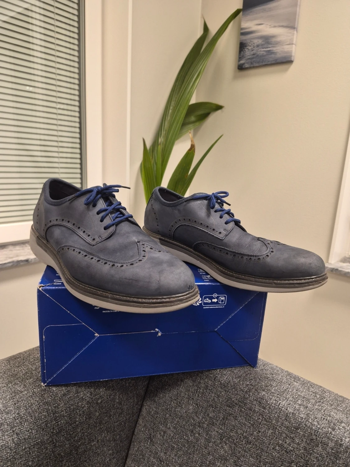 Cole Haan Grand Wingtip Oxford mörkblå skor EUR 44.5 US 10.5 - 1