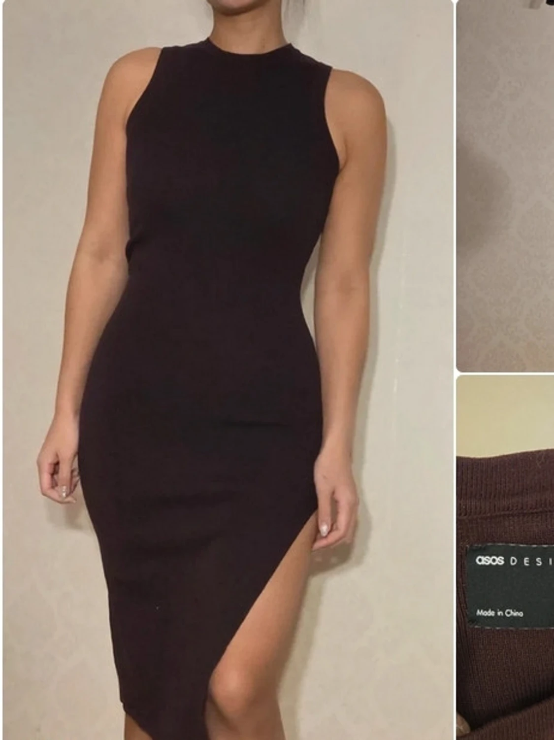 Brun asymmetrisk klänning från ASOS