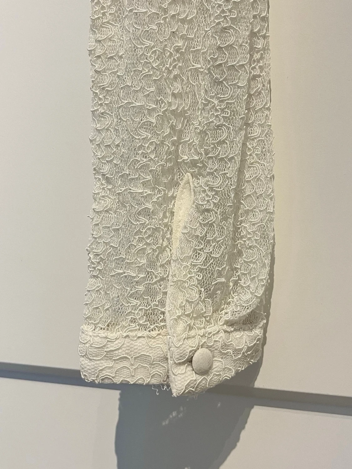 Vit långärmad spets topp med struktur - 2