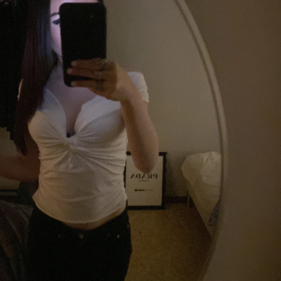 Vit omlott topp med v-ringning