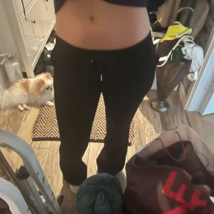 Svarta lågmidjade mjukisbyxor från Nitted XS - Svarta mjukisbyxor från Nitted i storlek XS. De är helt nya,säljer på grund av att de var för små. Byxorna har dragsko i midjan och är raka i modellen med normal passform. Perfekta för chill dagar och har en enkel, stilren look. 