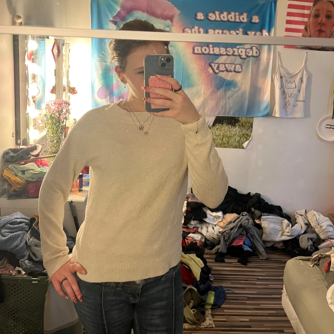 Beige stickad tröja från ONLY LIFE