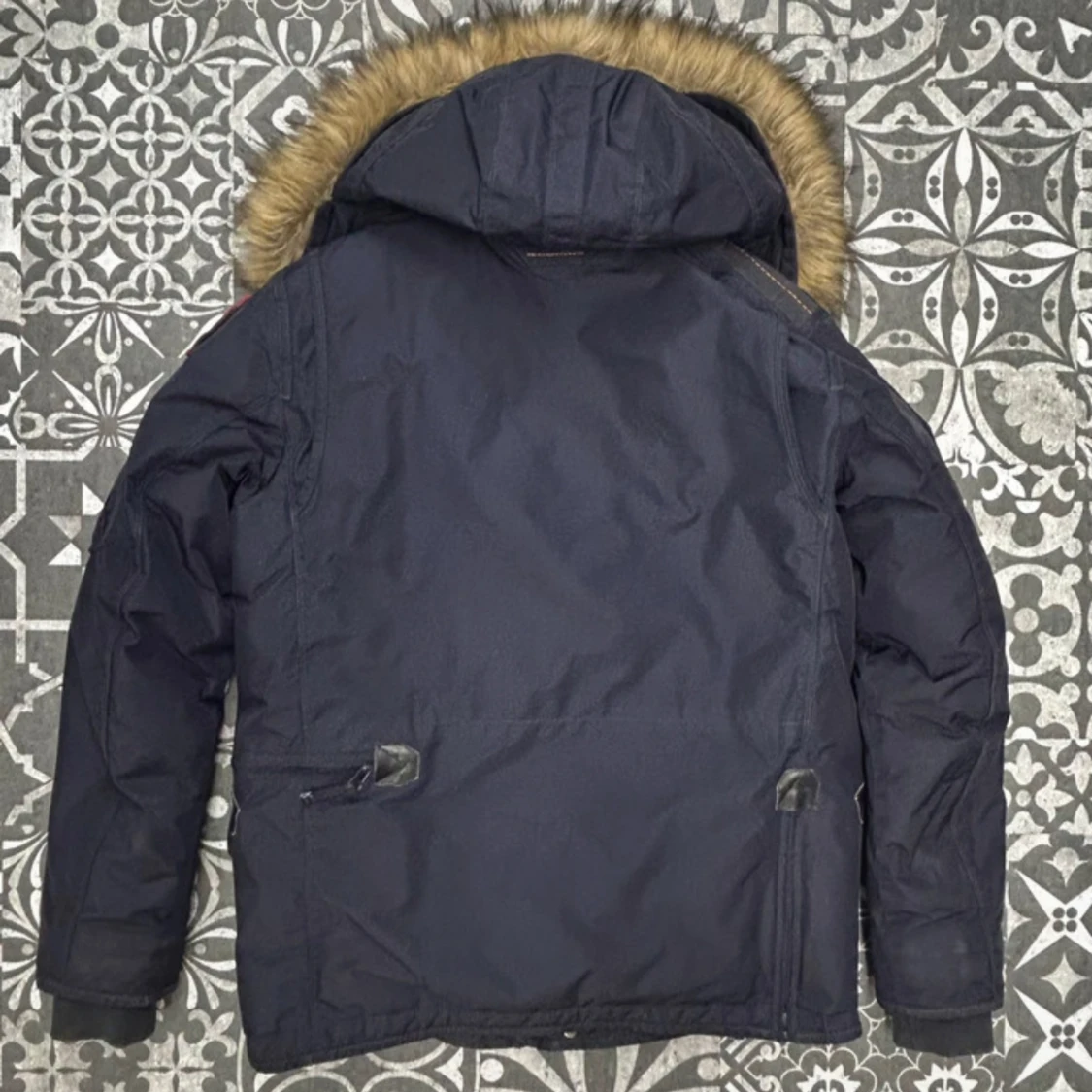 Mörkblå Parajumpers dunjacka med päls - 1