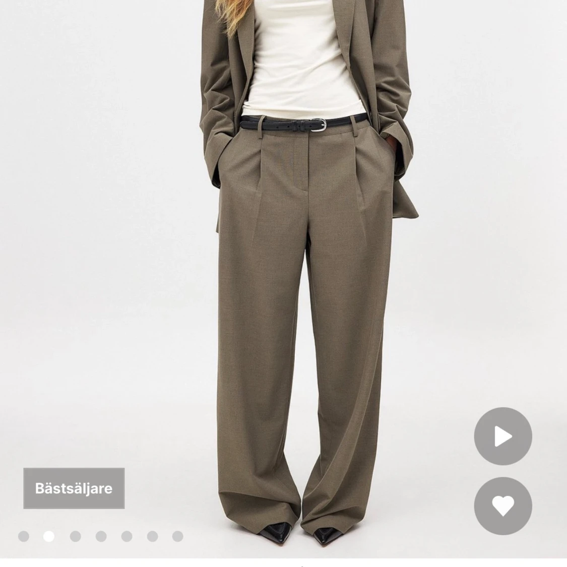 Wide kostymbyxor i beige - 2