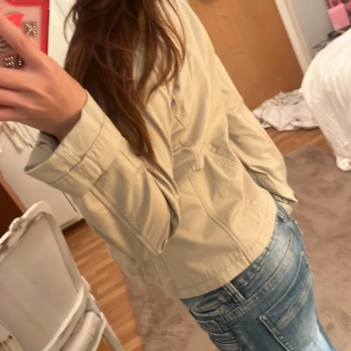 Beige kavajjacka med snörning - 1