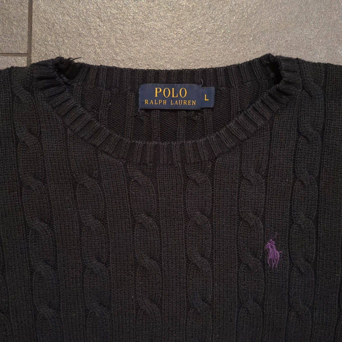 Svart kabelstickad tröja Polo Ralph Lauren - Dam L - 2