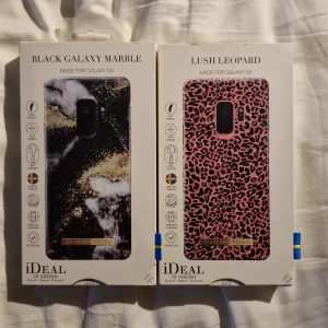 Två mobilskal från iDeal of Sweden för samsung s9 - Säljer två snygga mobilskal till Samsung s9 från iDeal of Sweden. Ena skalet har svart och guld marmormönster, det andra är rosa med leopardmönster. Båda har en slim och stilren design med snygga detaljer. Perfekt för dig som vill sticka ut med din mobil! Säljes separat eller som packet. Båda för 200kr eller ett för 125kr. Originalpris per/st: 349kr