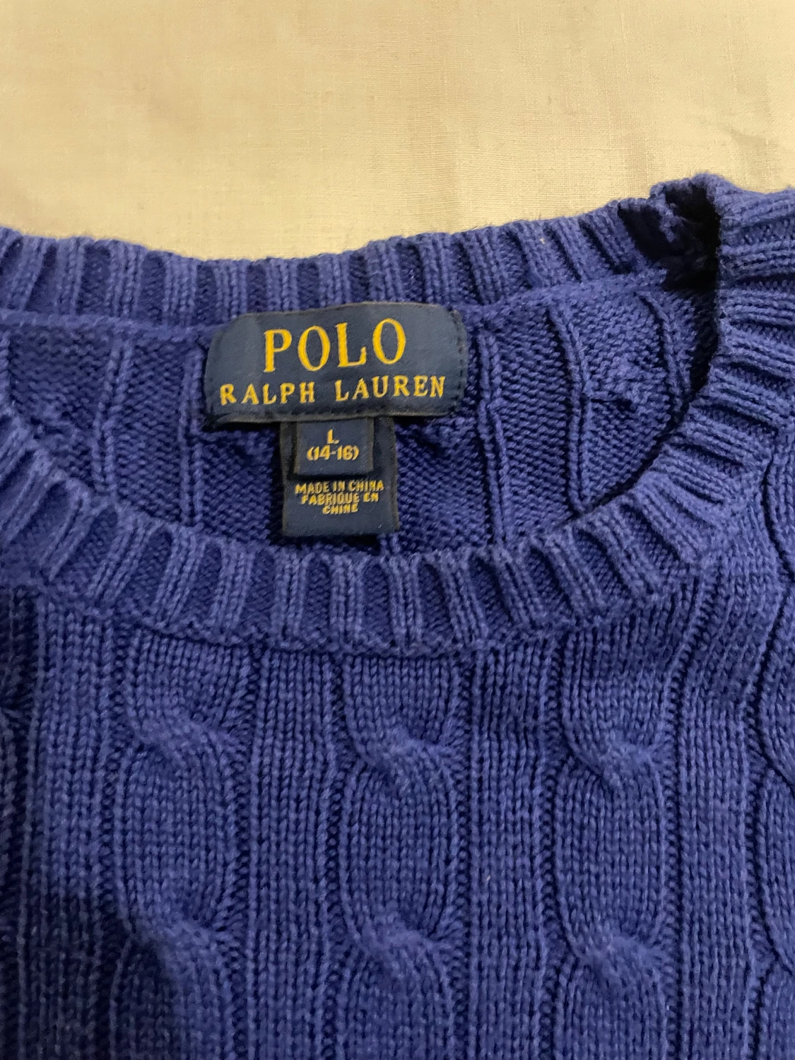 Blå kabelstickad tröja Polo Ralph Lauren - 3