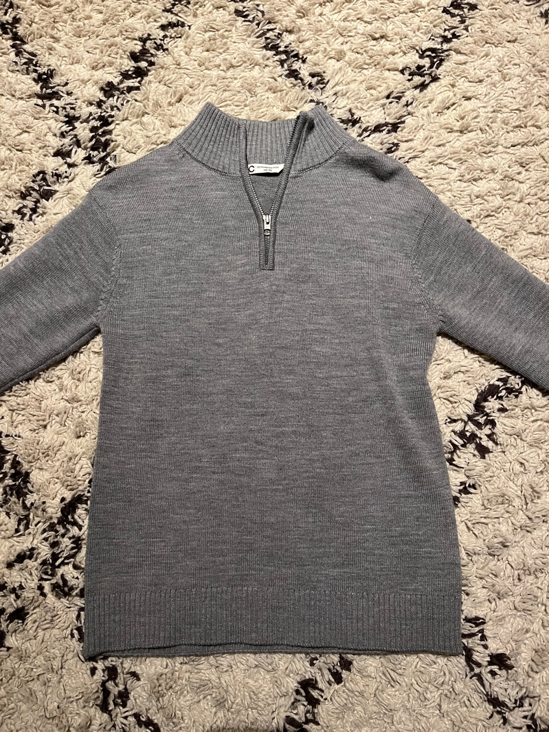 Grå half zip tröja i merinoull