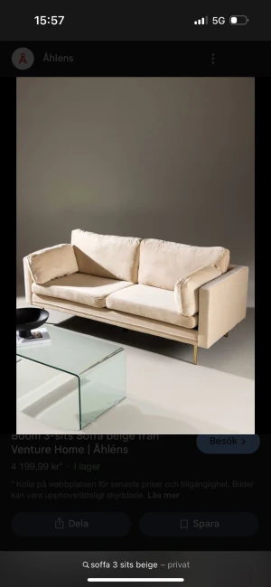 Beige  säljes – superfin och bekväm! - Beige soffa  – superfin och bekväm! Pris: 8 000 kr (pris kan diskuteras vid snabb affär)  Säljer min fina och fräscha beige soffa på grund av flytt. Den är mycket bekväm och i gott skick – perfekt för både filmkvällar och vardagsmys. Finns i centrala Västerås 