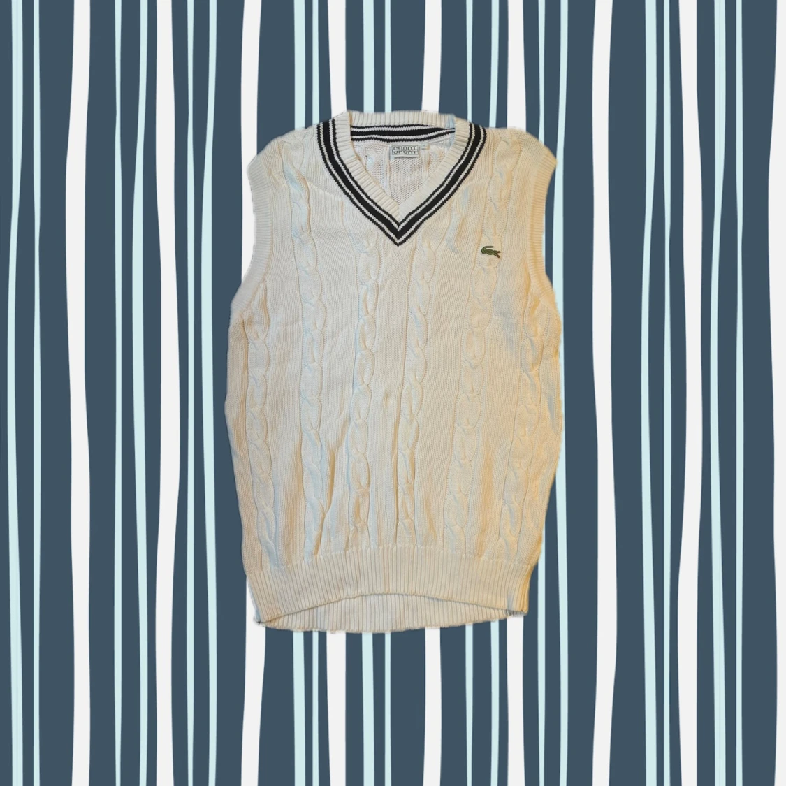 Vintage kabelstickad väst från Lacoste