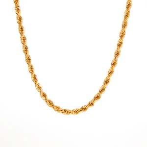 Cordellhalsband - 2-6mm Guld  - Ett klassiskt cordell-halsband i 316L kirurgiskt rostfritt stål med en slitstark plätering av äkta 18K guld. Halsbandet tål både svett, dusch och bad, och behåller sin fina guldglans länge. Det är dessutom allergisäkert och lämnar inga märken på huden. Finns i flera tjocklekar mellan 2–6 mm. Vid frågor är du varmt välkommen att höra av dig! 