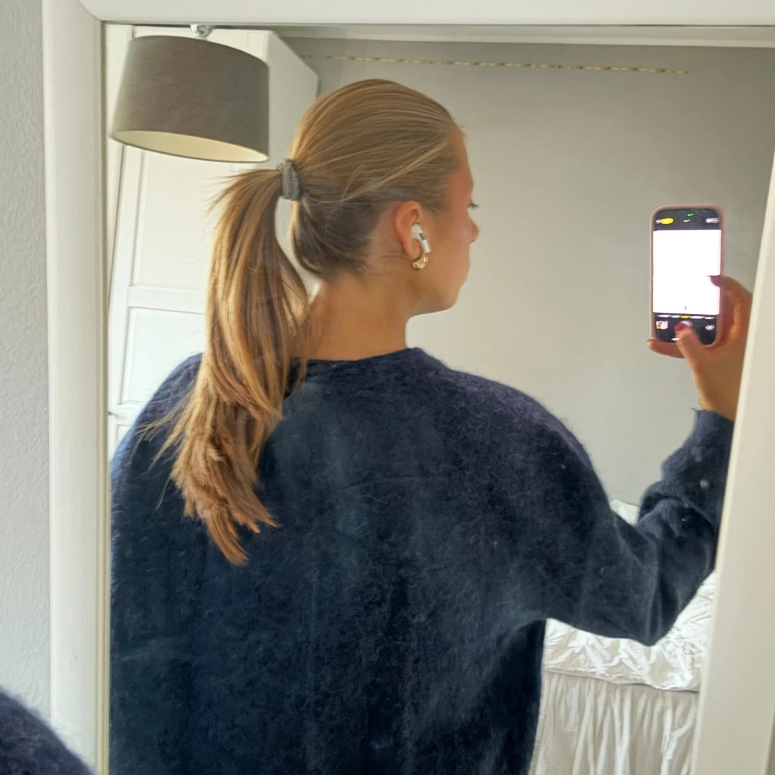 Mörkblå stickad oversized tröja - 3