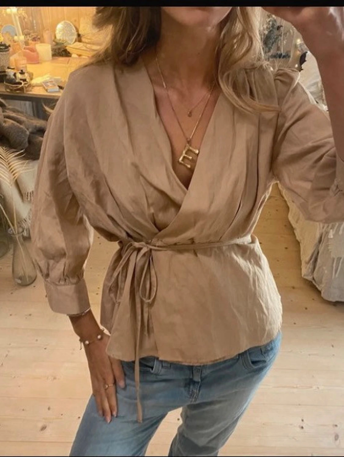 Trekvartsärmad blus