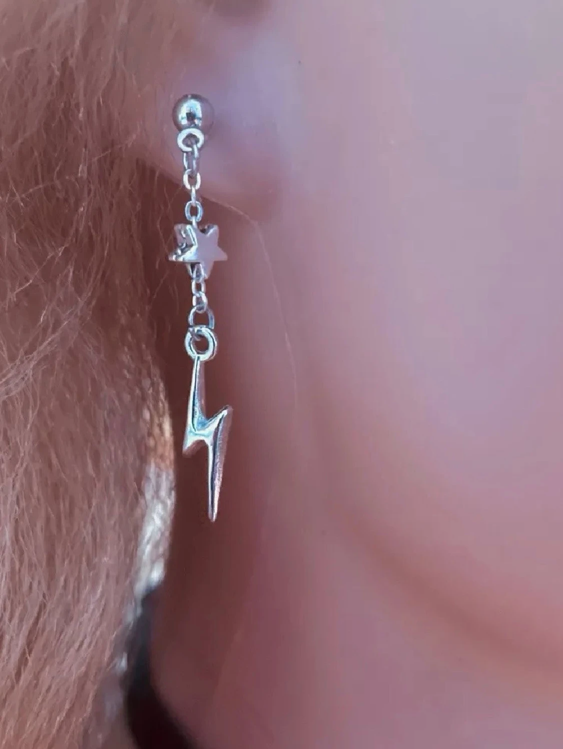 By prisförslag - 1 st örhänge blixt stjärna silver - 2