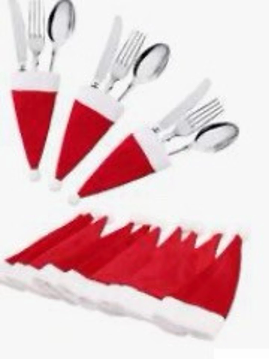 Röd julig västformad bestickficka 20st - 1
