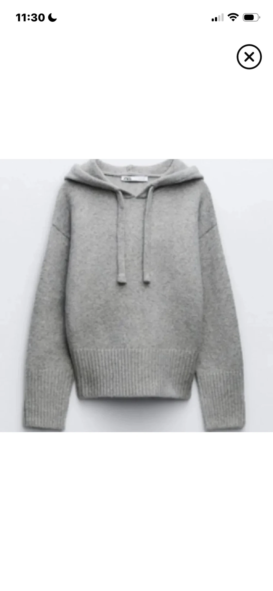 Grå stickad hoodie från Zara
