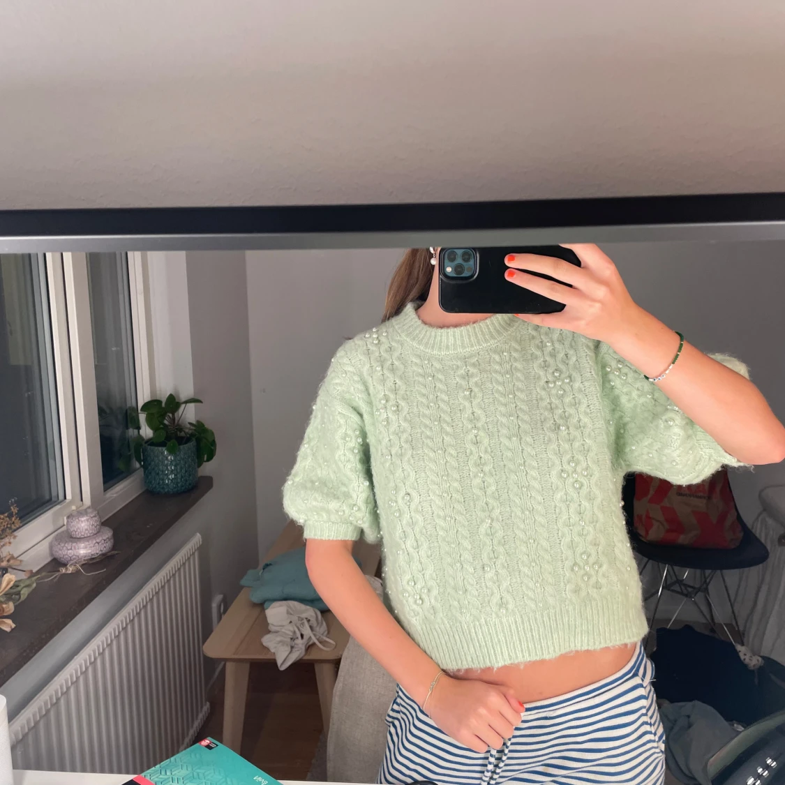 Mintgrön stickad tröja från Zara