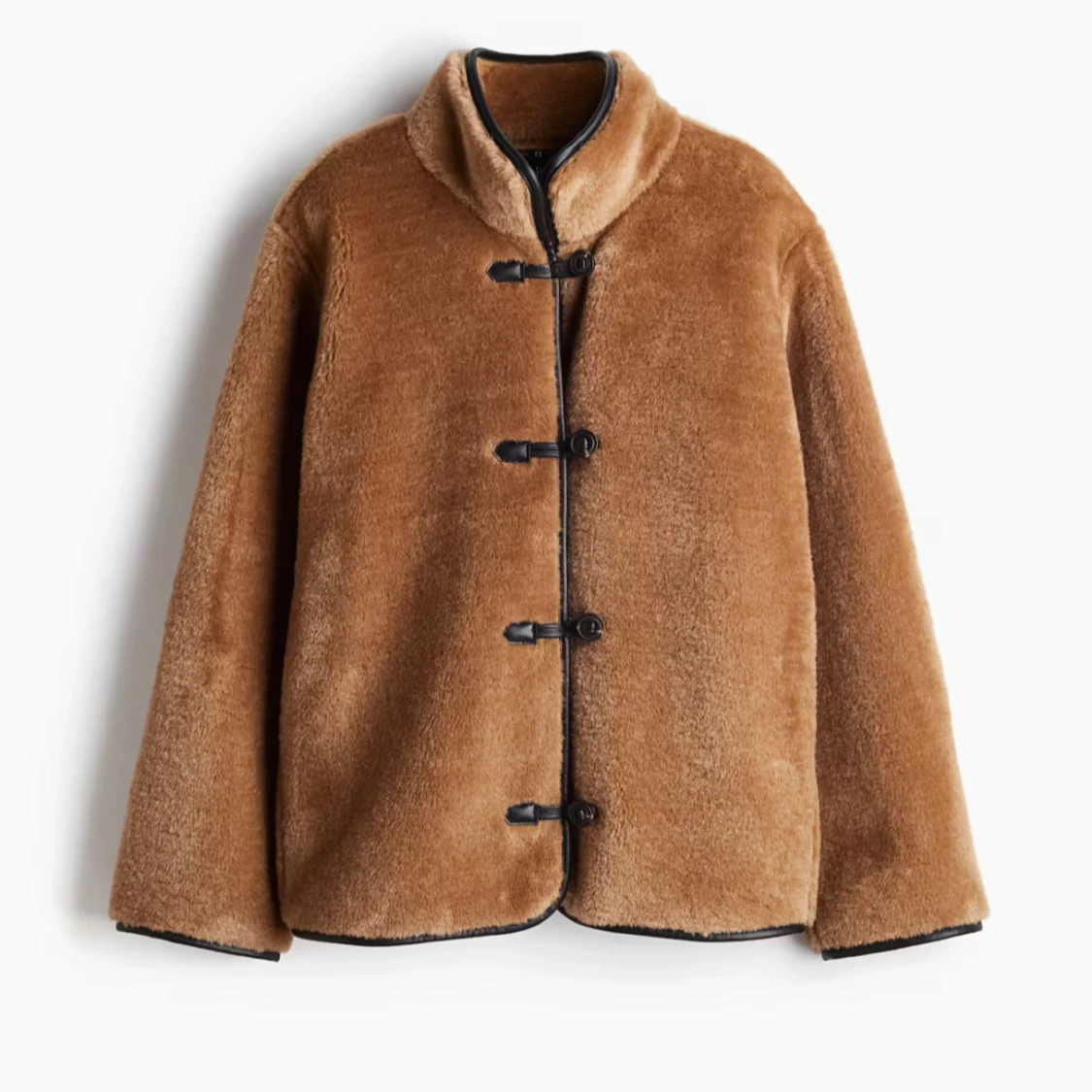 Brun teddyjacka med knäppning hm 