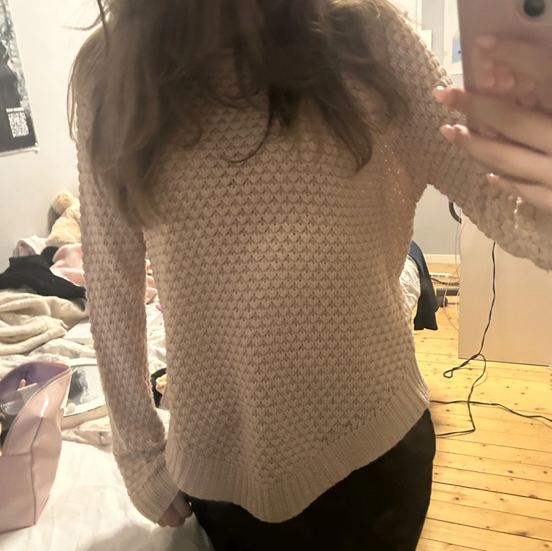 Rosa stickad tröja  - 1