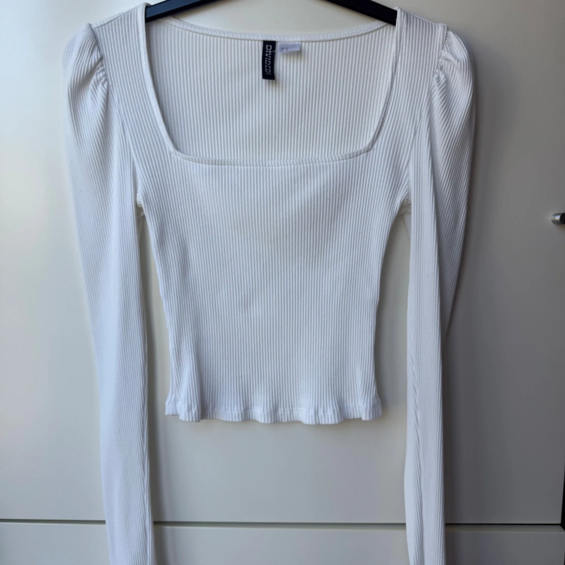 Vit ribbad långärmad topp H&M Divided
