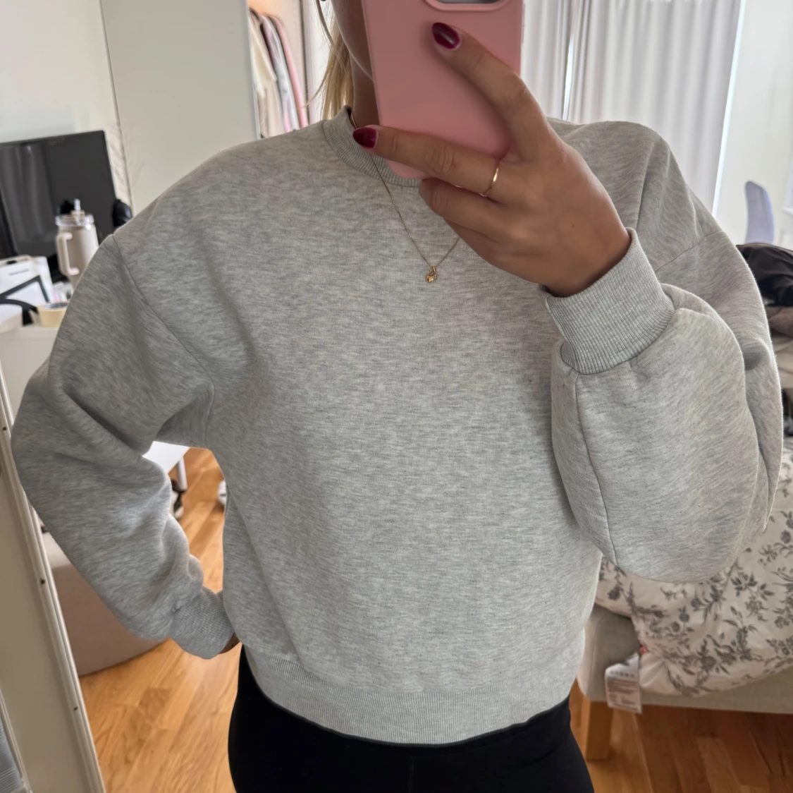 Grå basic sweatshirt i bomull - 1
