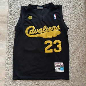 Cleveland Cavaliers James 23 baskettröja - Snygg svart Cleveland Cavaliers baskettröja från Adidas med LeBron James nummer 23 i gult. Broderade detaljer, v-ringning och ärmlös design. Materialet är lätt och andas, perfekt för basket eller streetwear. NBA-logga och klassiska Adidas-märket på bröstet.