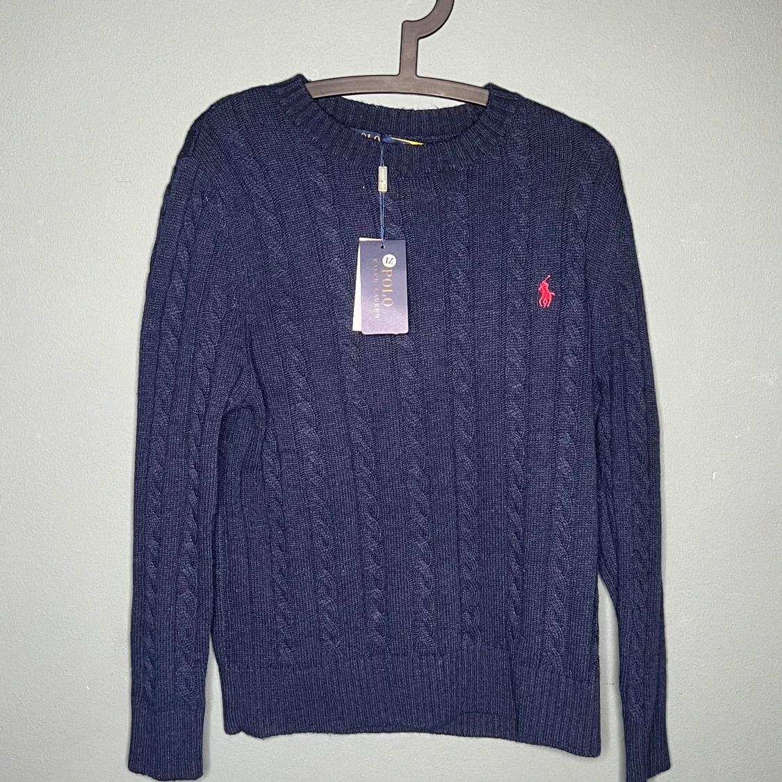 Mörkblå stickad tröja Polo Ralph Lauren