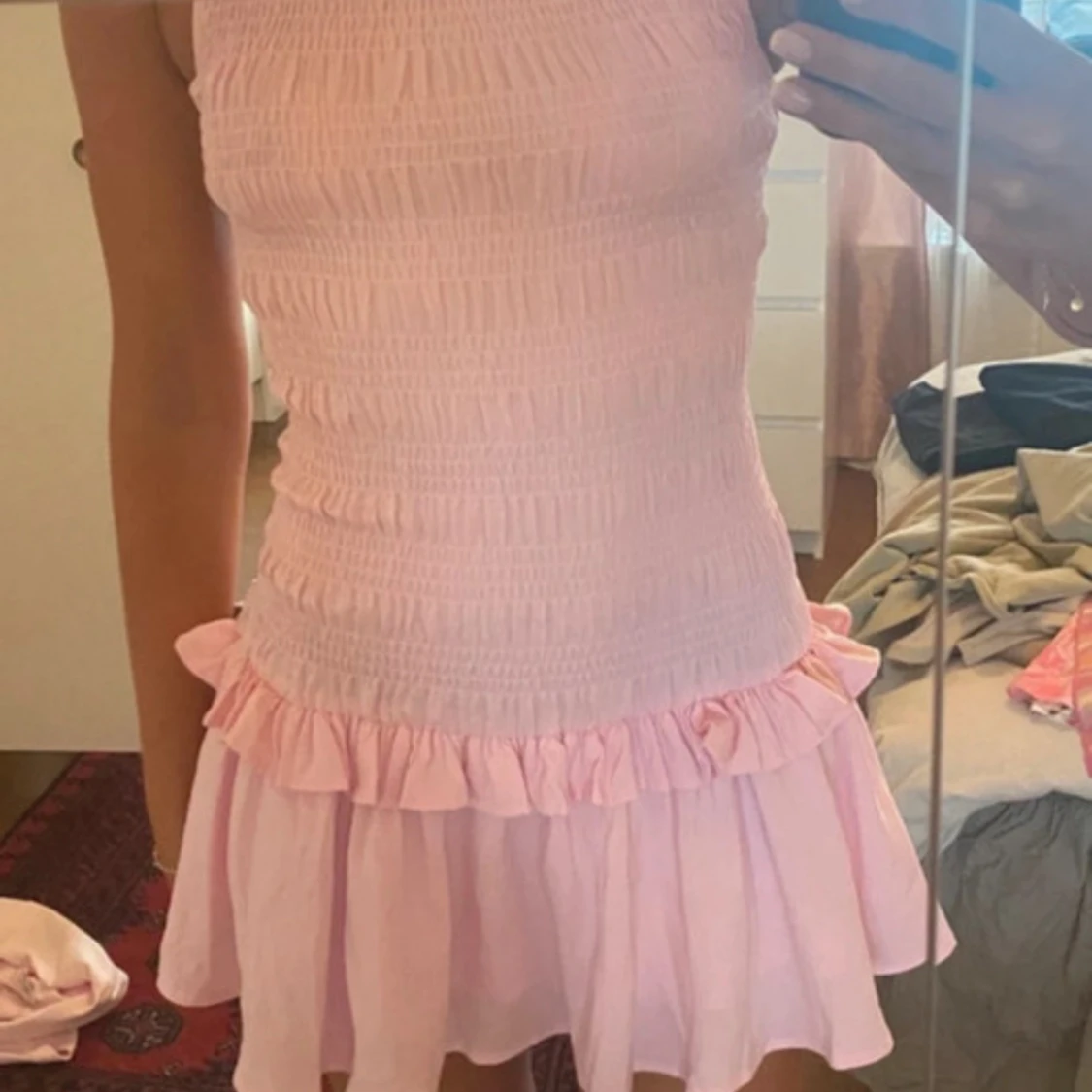 Rosa volangklänning - 1